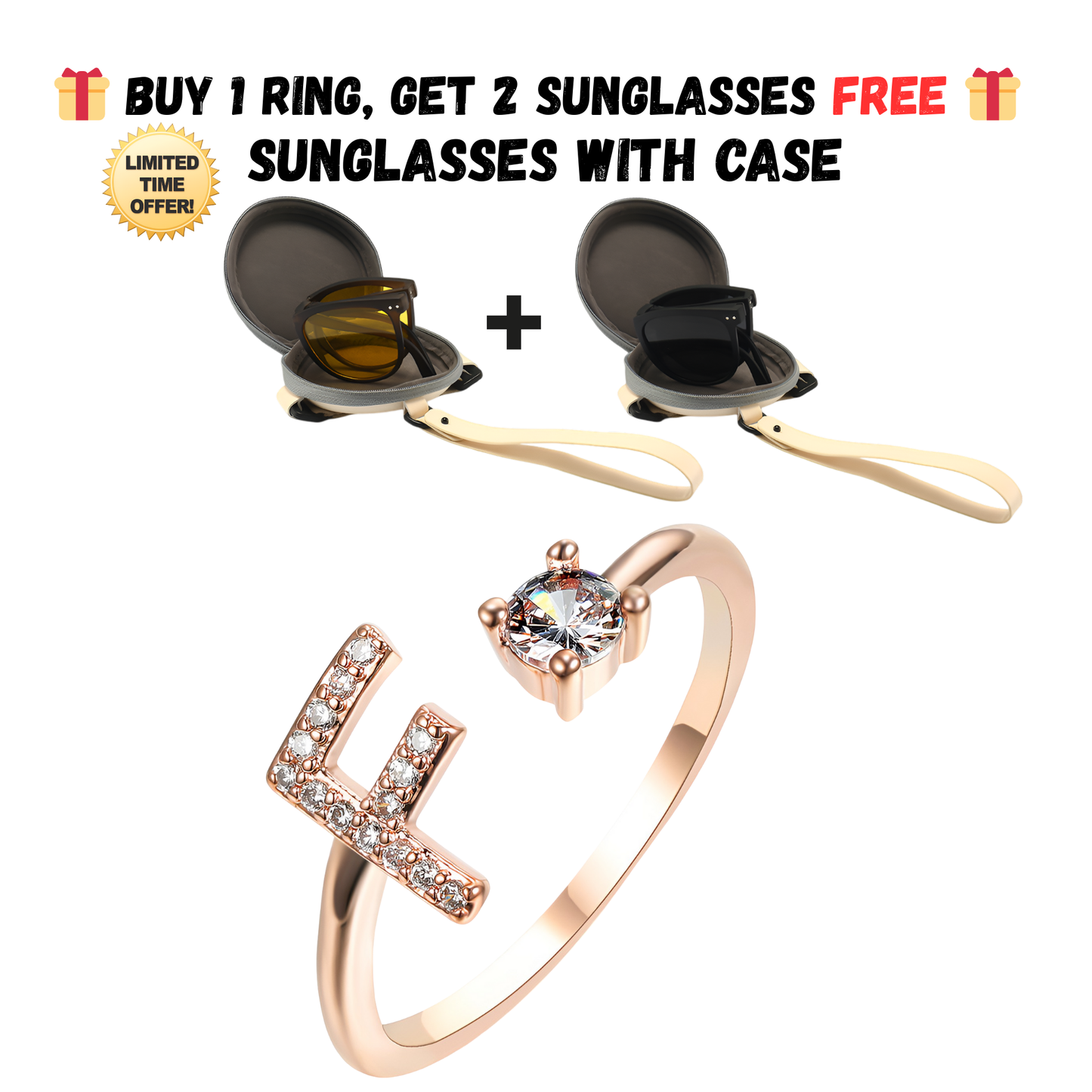 Adjustable Letter Zircon Ring with Alphabet Initials A Z Copper Alloy Jewelry Gift for Women Elegant Gift Idea