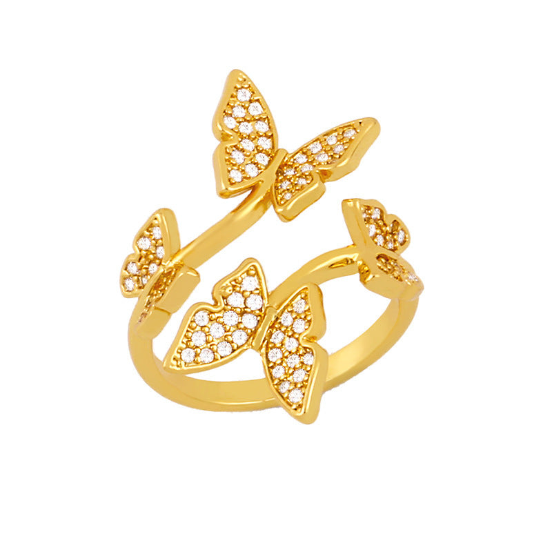 Fashion Jewelry Butterfly Diamond Ring For Women Sparkle