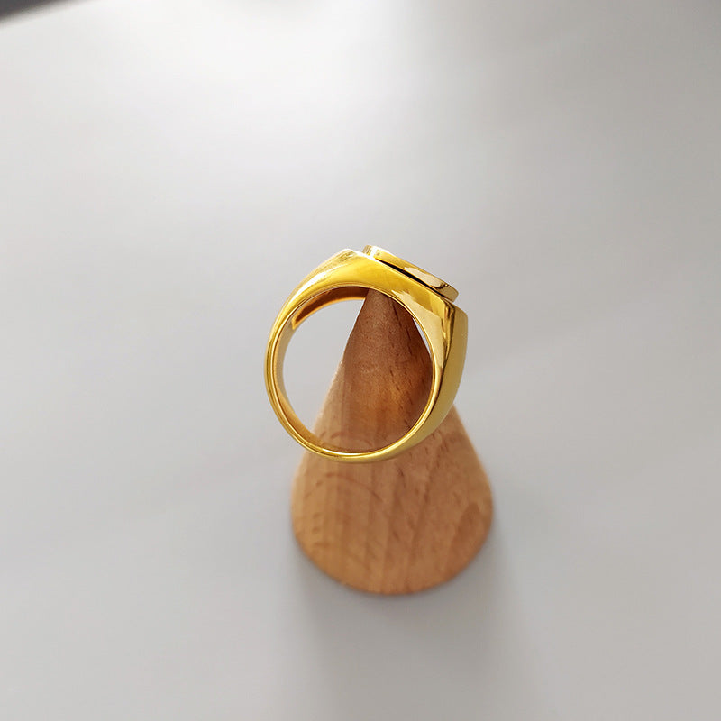 Coin Ring Street Enamel Glaze Womens Ring Gold Tone Alloy Jewelry Size 7 European American Style 18K For Women