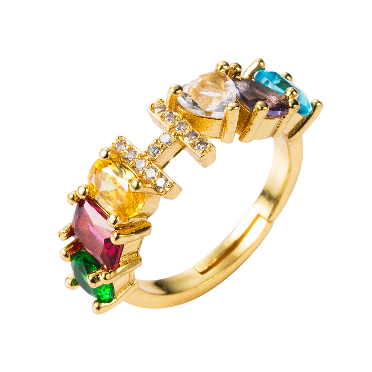 26 letters micro inlaid zircon letter ring