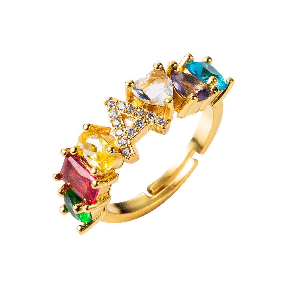 26 letters micro inlaid zircon letter ring
