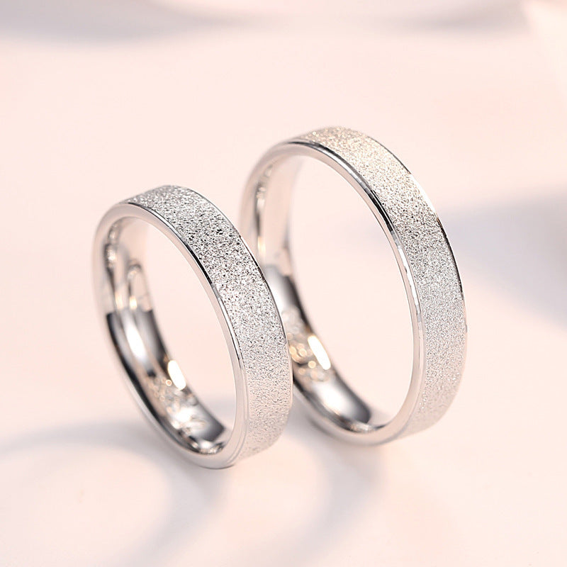 Star Design Couple Rings Silver Electroplated Matching Bands Frosted Finish Anniversary Jewelry Free Worldwide