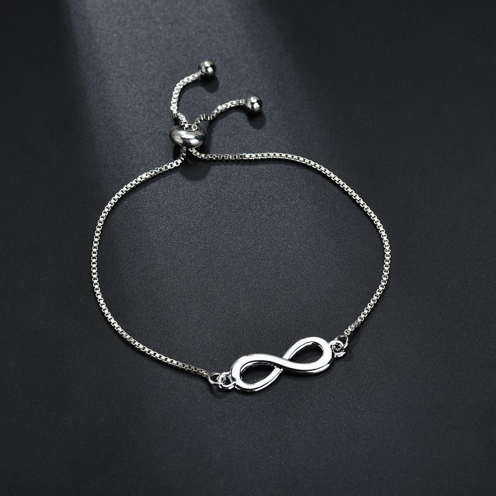 Womens Electroplated Metal Bracelet Letter Number Text Design SilverTone Bangle Jewelry Fashionable Eight Word