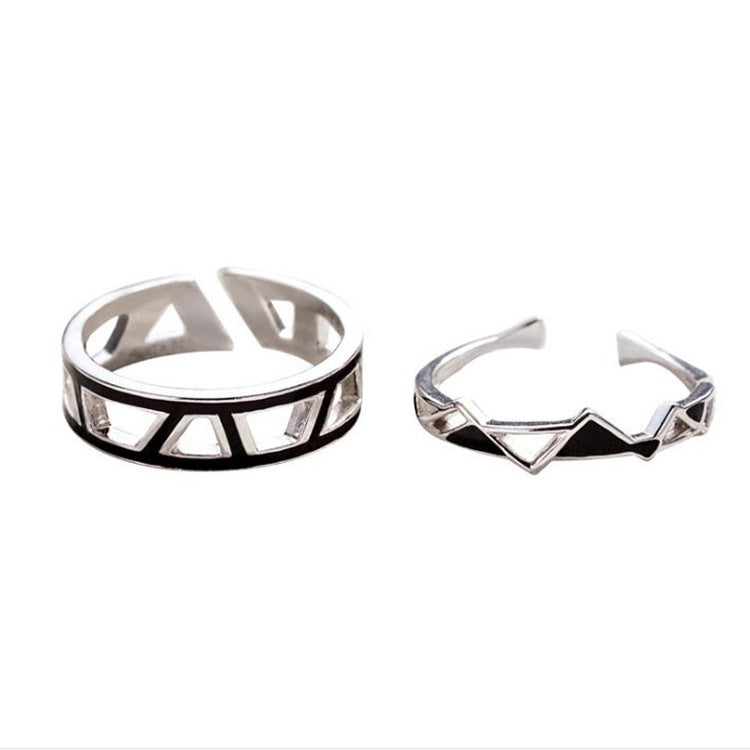 Adjustable Couple Rings Silver Plated Geometric Lovers Promise Wedding Band Set For Him And Her Gift Ready Now Today