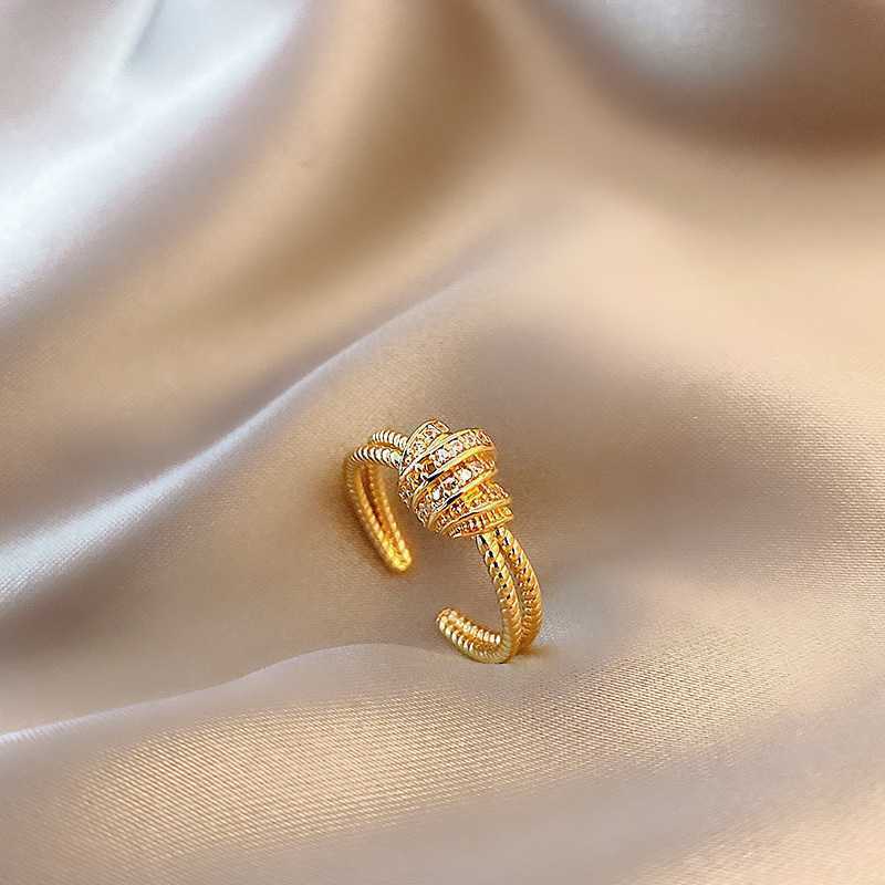 Copper Index Finger Ring With Gold Thread Adjustable Everyday Jewelry Elegant Women's Ring Trendy Copper Rings