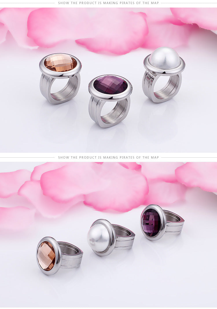 Womens Titanium Steel Ring Geometric Design American Fashionable Jewelry Casting Process Durable Ring Everyday