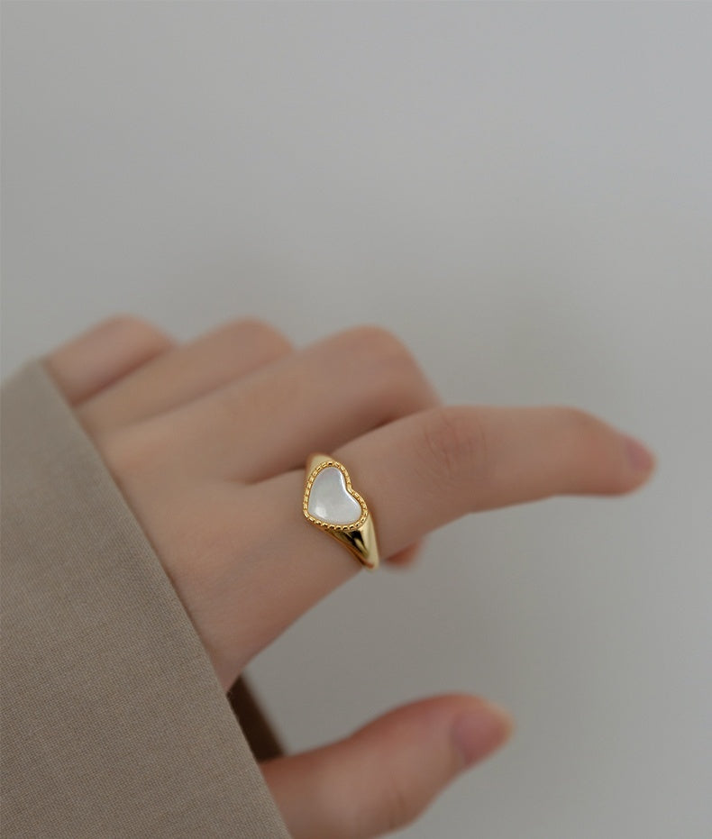 Heart Ring 925 Sterling Silver Adjustable Opening Retro Korean Japanese Style Gift For Her Timeless Style Gifts