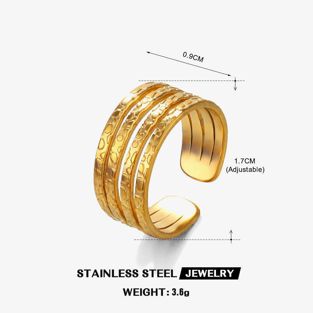 Womens Stainless Steel Ring Electroplated Gold Wire Ring