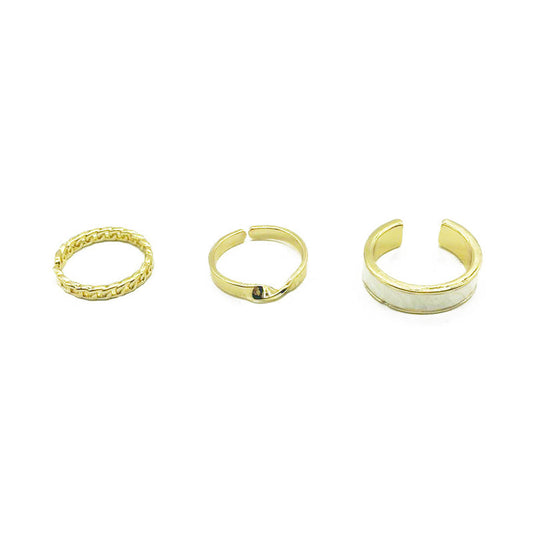 Womens Three Piece Ring Set Adjustable Opening Alloy Fashion Jewelry Stackable Trendy Daily Accessory Everyday