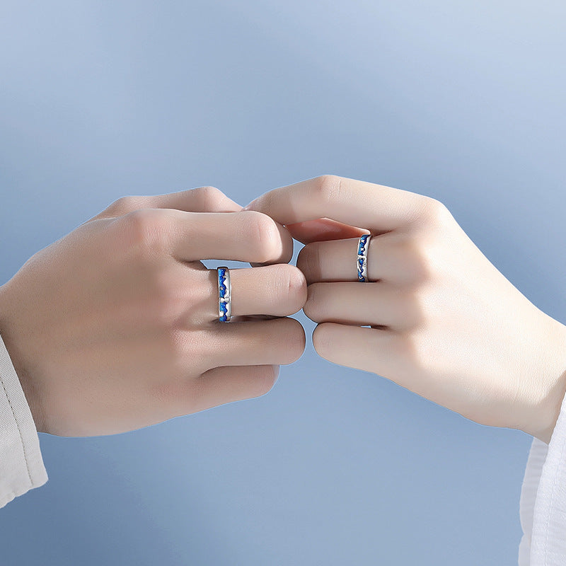 Adjustable Silver Fox Couple Rings For Men And Women Unisex Matching Jewelry Prince Electroplated Fashion Jewelry Duo