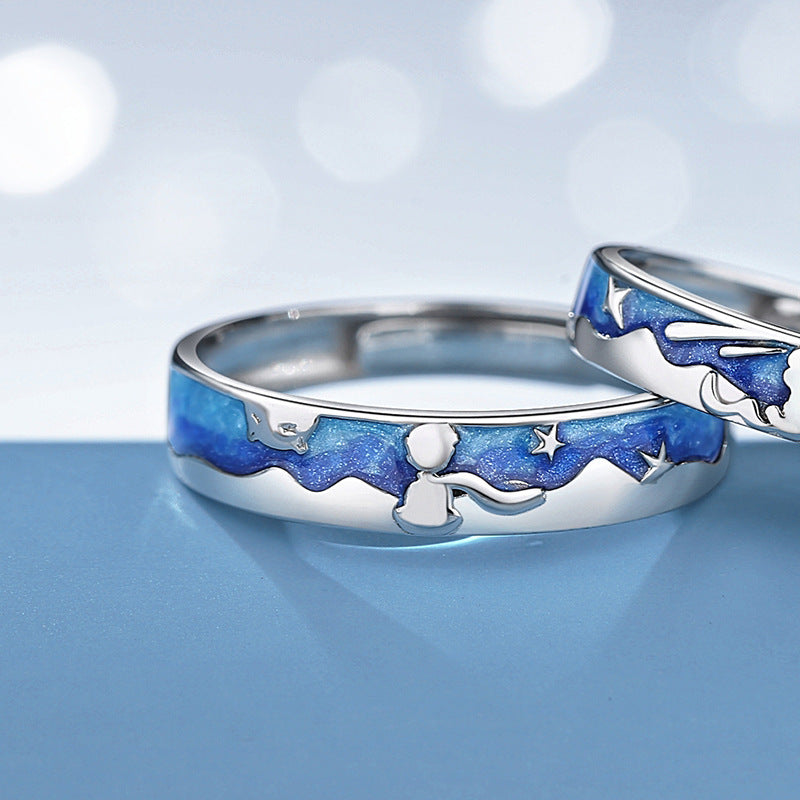 Adjustable Silver Fox Couple Rings For Men And Women Unisex Matching Jewelry Prince Electroplated Fashion Jewelry Duo