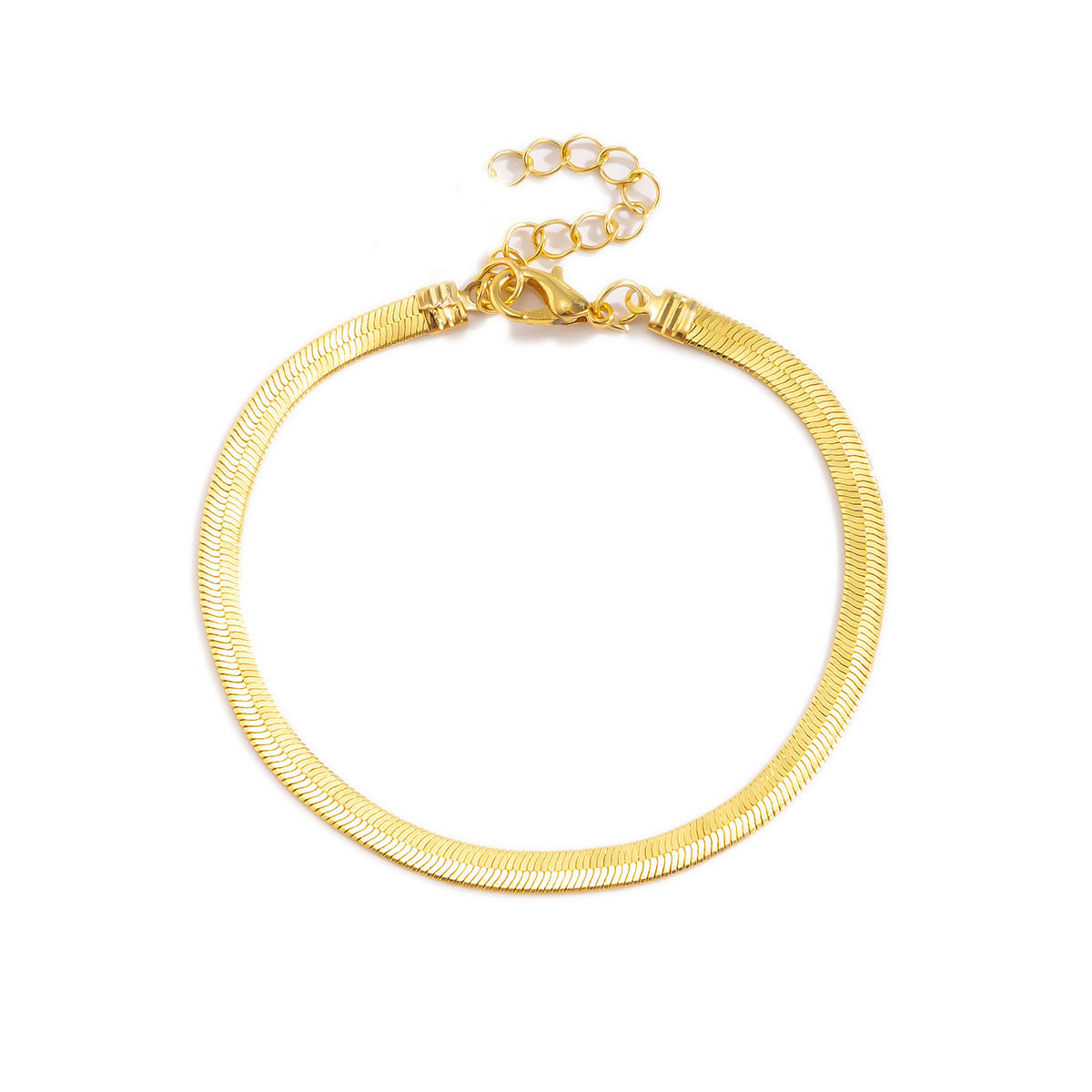 Womens Geometric Alloy Bracelet Snake Bone Chain With Round Sequins Design Electroplated Finish Gold Shine Now