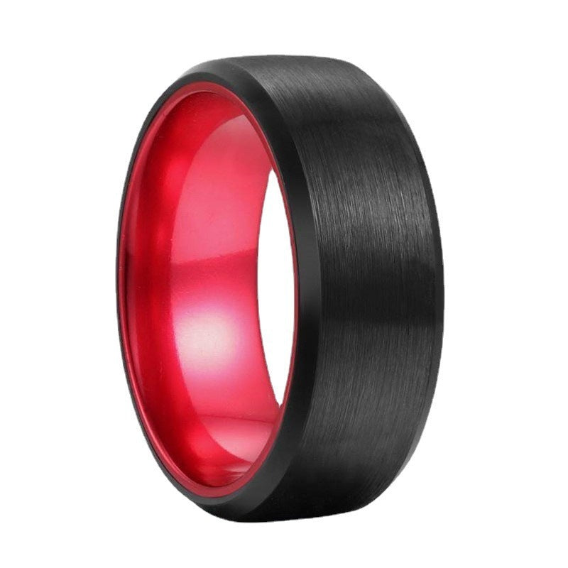 Unisex Two Tone Tungsten Ring 8mm Beveled Edge Simple Metal