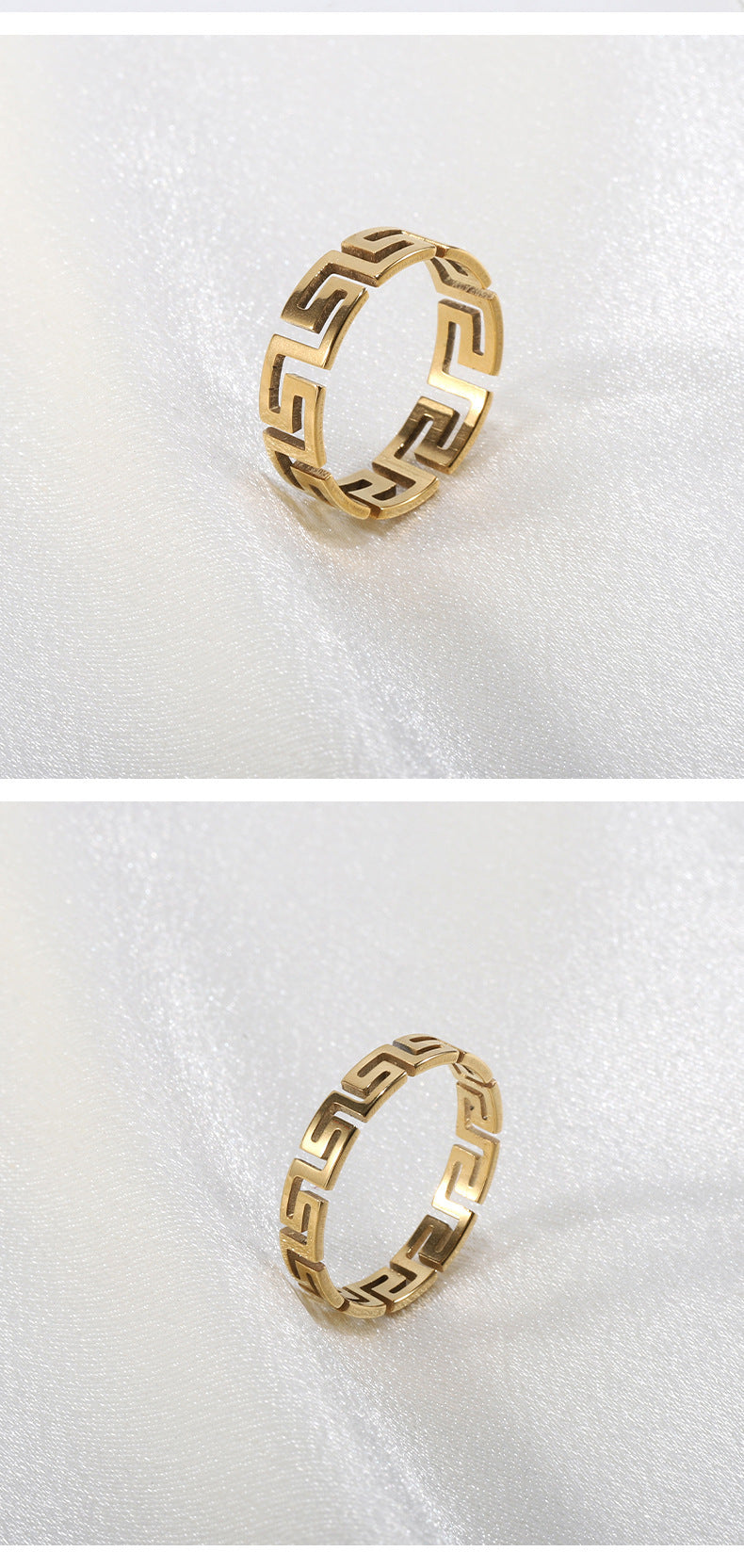 Mens Titanium Steel Ring Great Wall Pattern Auspicious Cloud Design Fashion Jewelry Electroplated For Men Chic