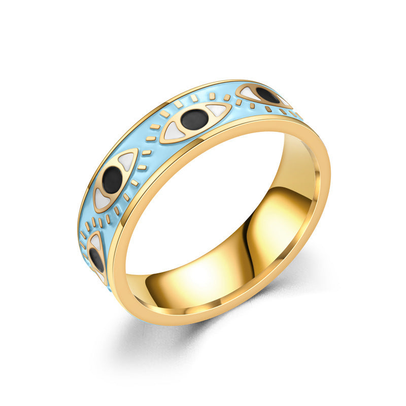 Unisex Titanium Steel Ring With Golden Green Oil Finish And Golden Yellow Oil Finish 6mm Wide 1.8mm Thick Cold