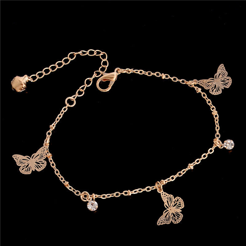 Womens Star Anklet Zircon Butterfly Dragonfly Charms Electroplated Alloy Ankle Bracelet Jewelry Gift for Women Now