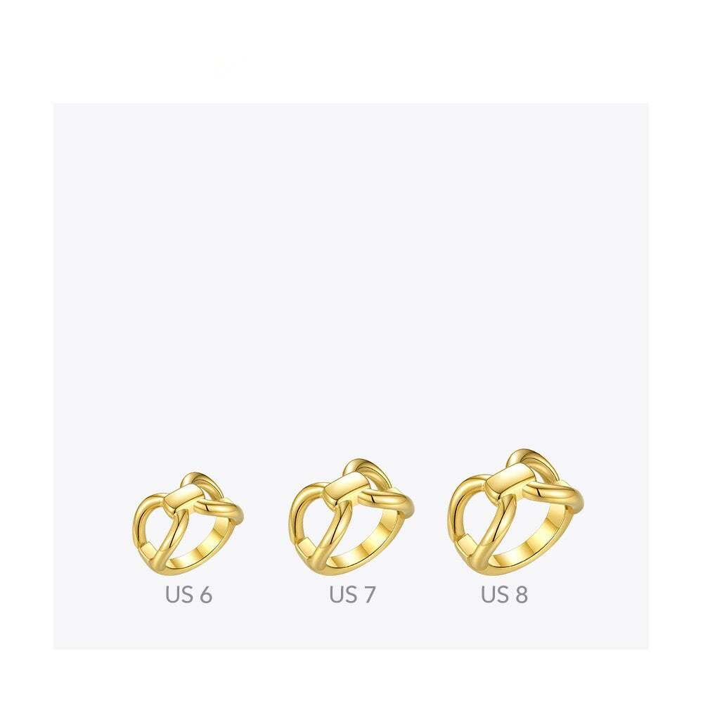 Womens Titanium Steel Ring 18K Gold Plated Figure Eight Hollow Bow Lightweight Elegant Jewelry Chic Gift For Her