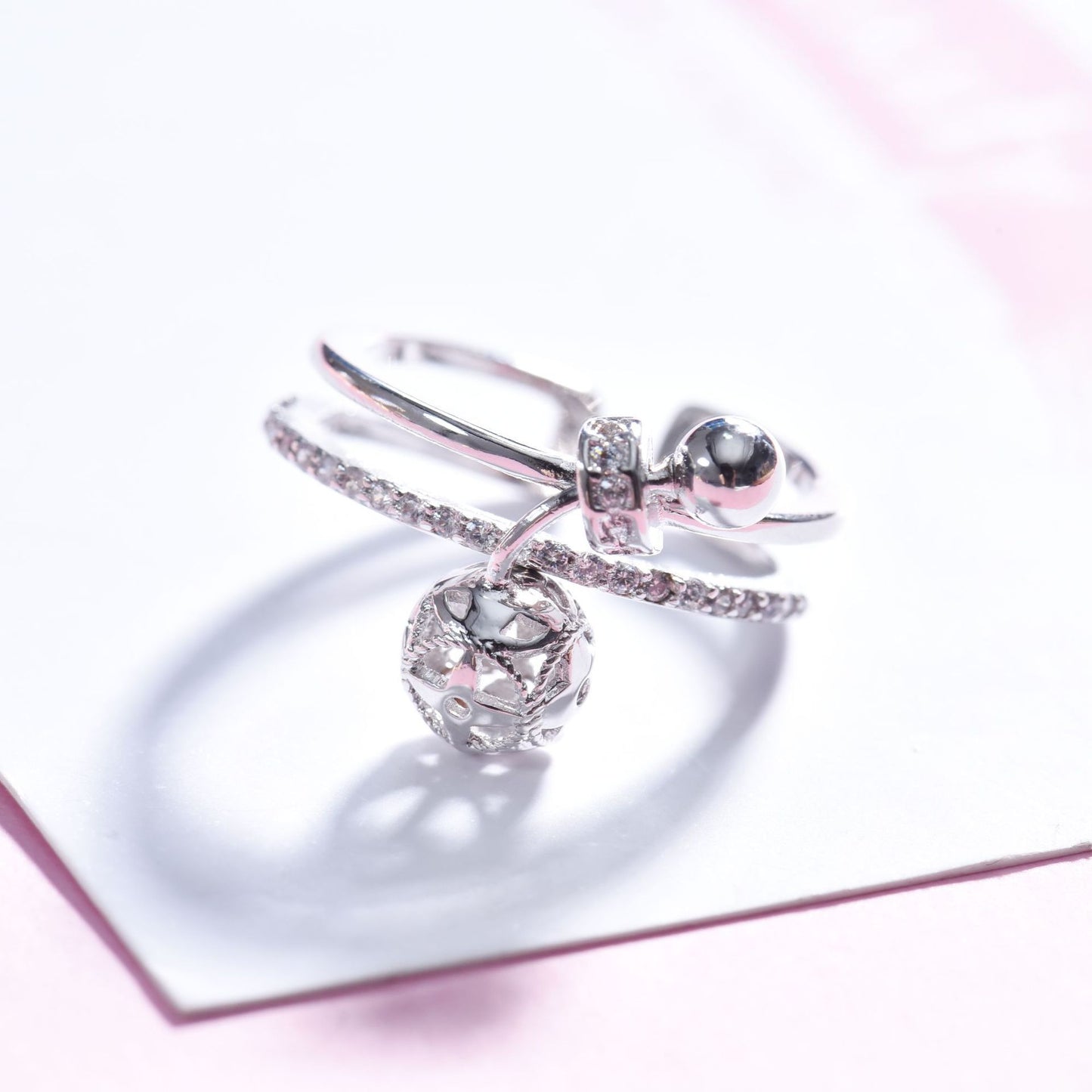 Womens Silver Diamond Bow Ring Korean Inspired Electroplated Dainty Jewelry 925Silver Gift For Travel Souvenir