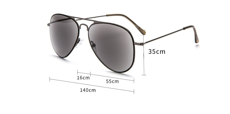 Sun Reading Glasses Full Lens Metal Frame Stainless Steel PC Lenses 140 mm Length Degrees 100 to 350 Diopters.