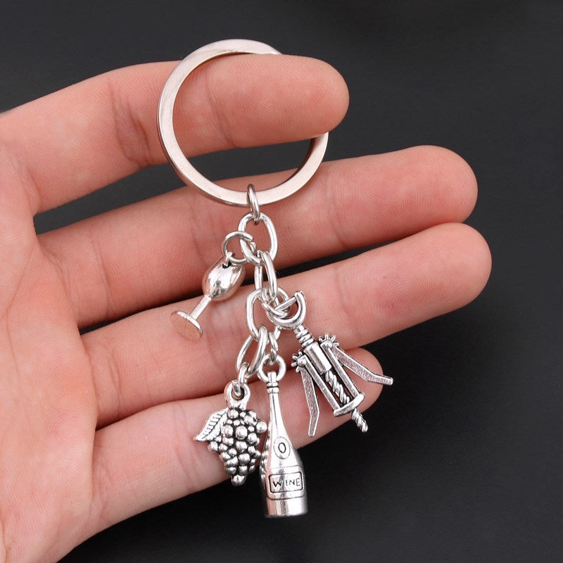 Alloy Keychain With Rope for DIY Wine Bar Party Gift Decoration 30mm Inner Diameter Key Ring Ideal Party Favor