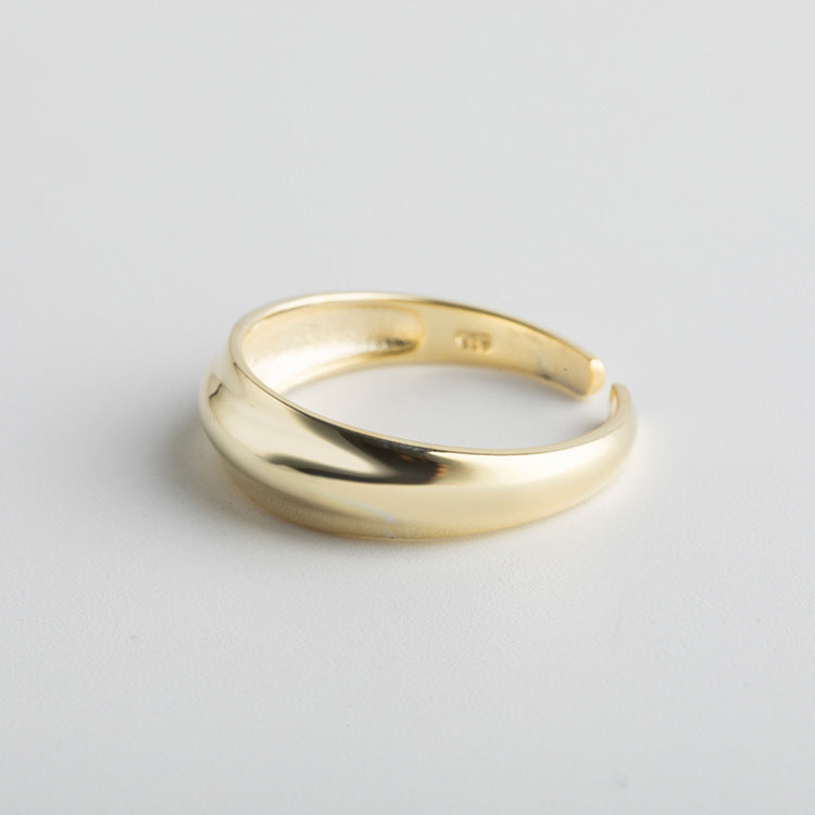 Womens Sterling Silver Ring S925 Opening Ring Simple Band Thai Silver Ring Plain Silver Band for Women Girls Thin Lightweight Ring