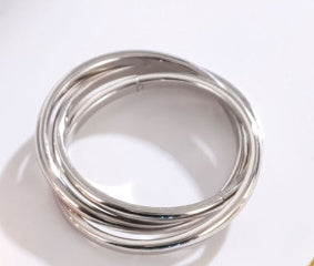 Womens Stainless Steel Rotating Trinity Ring Electroplated Geometric Band With Round Elements Anniversary Promise Ring