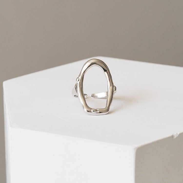 Geometric Silver Ring Adjustable Open Design For Unisex Modern Statement Jewelry 925 Durable Craft Pure Silver Shine