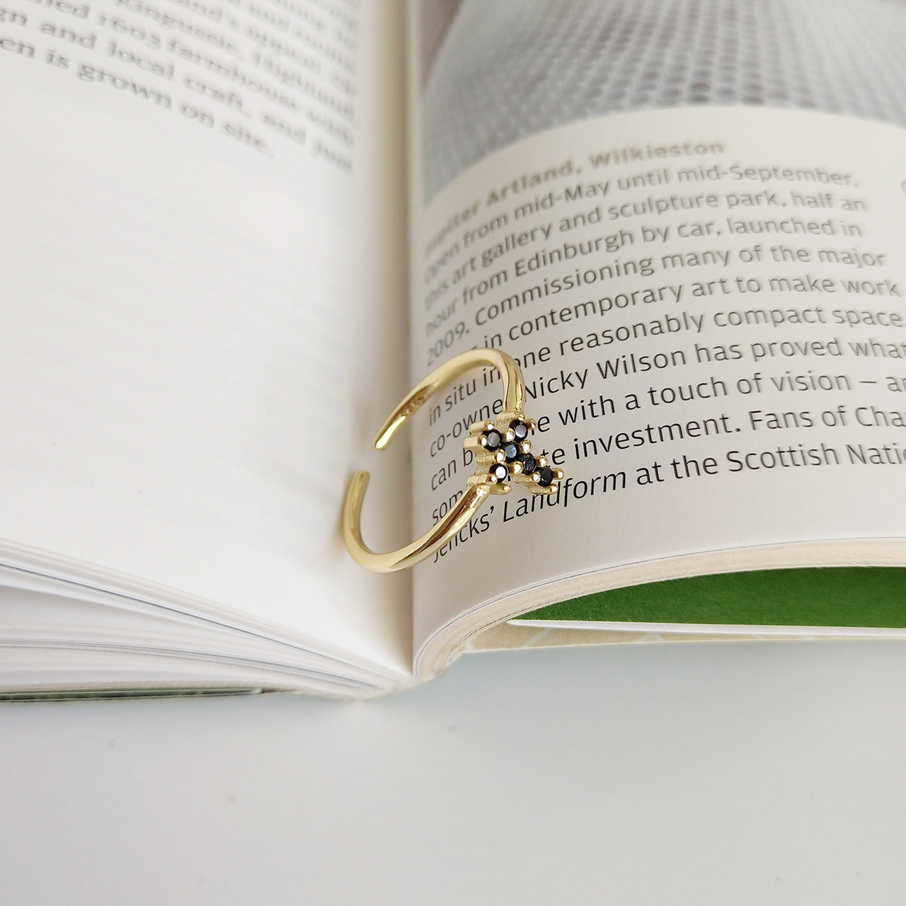 Womens Crosses Ring Sterling Silver Korean Design Black Diamond Accent 925 Electroplated Simple Elegant Fashion