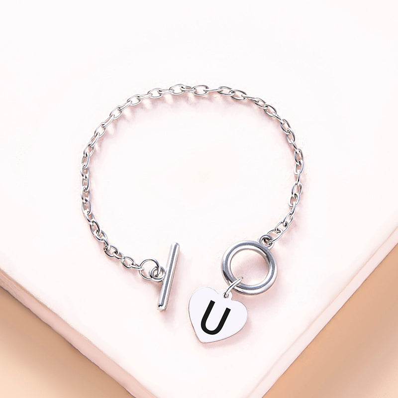 Womens Silver Stainless Steel Link Chain Bracelet With Heart Charm And Buckle Clasp Fashion Jewelry For Ladies