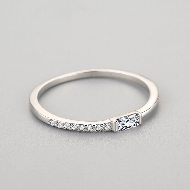 925 Sterling Silver Ring for Women Minimalist Design Sugar Cube Ring Diamond Ring for Her Adjustable Opening Jewelry Gift for Girlfriend Anniversary Present