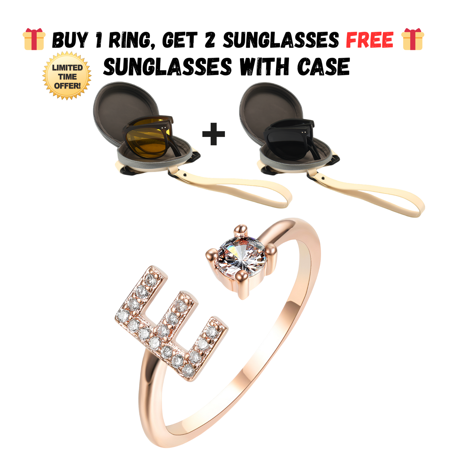 Adjustable Letter Zircon Ring with Alphabet Initials A Z Copper Alloy Jewelry Gift for Women Elegant Gift Idea