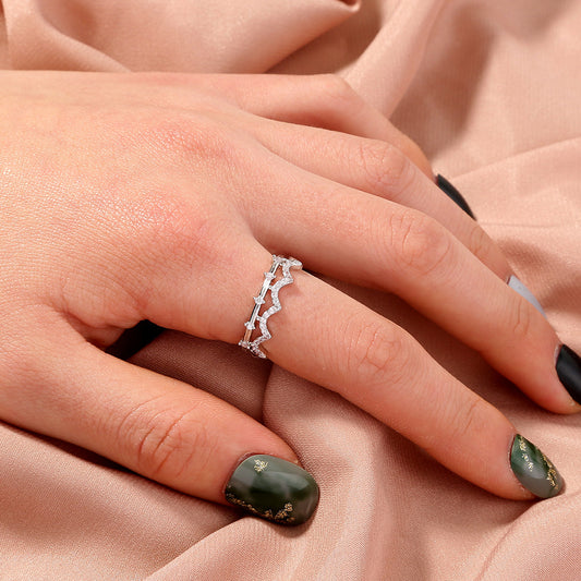 Copper Inlaid Zircon Adjustable Opening Wedding Ring