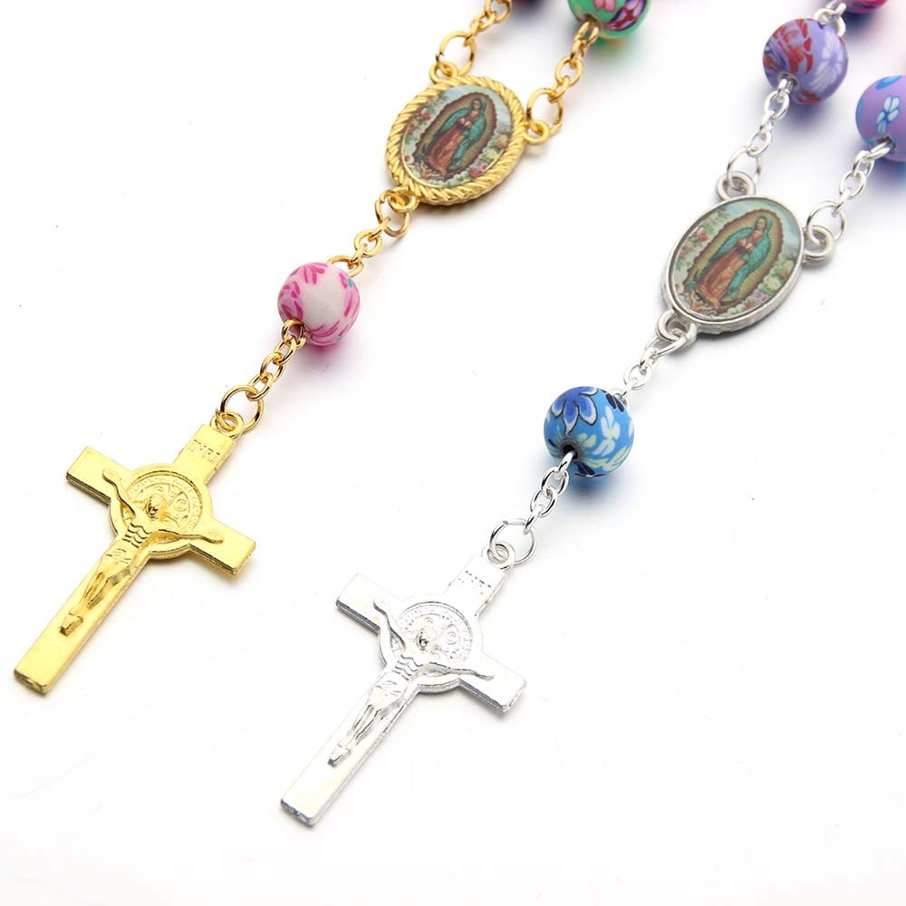 Unisex Alloy Totem Bracelet Cross Rosary Design With Angelic Pendant Silver Gold Plated Jewelry For Daily Wear