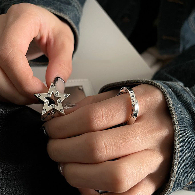 Copper Geometric Ring With Irregular Pentagram Mobius Design For Women And Girls Niche Jewelry Trendy Gem Ring