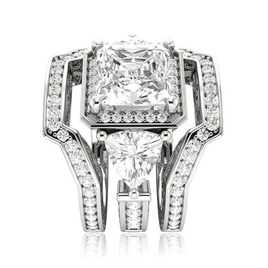 Womens Three Stone Alloy Engagement Ring With Vintage Inspired Anniversary Band Elegant Sparkling Jewelry Gift