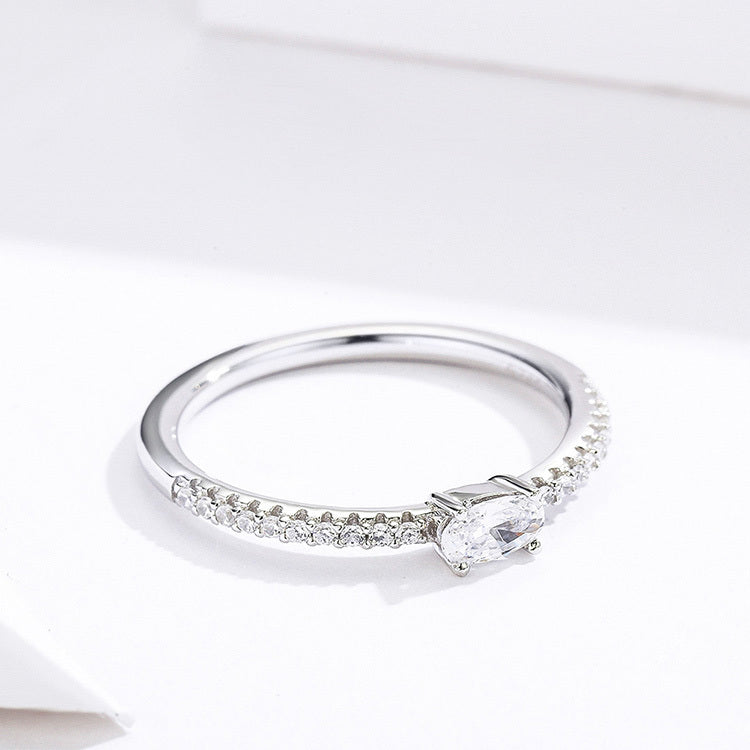 Zircon Ring S925 Platinum Plated Elegant Design For Women
