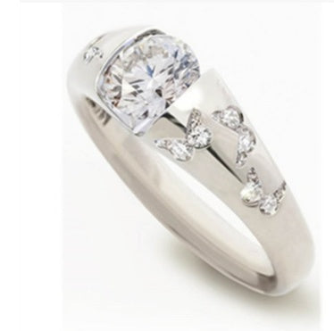 Butterfly Ring With Zircon Inlay Unisex Alloy Fashion Jewelry European American Style Versatile European Style