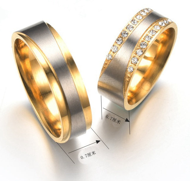 Titanium Steel Couple Rings Diamond Bands Wear Resistant