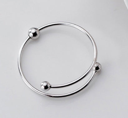 925 Sterling Silver Adjustable Ring For Women Trendy Beaded Design No Fade Gold Plated Fine Jewelry Gift Luster