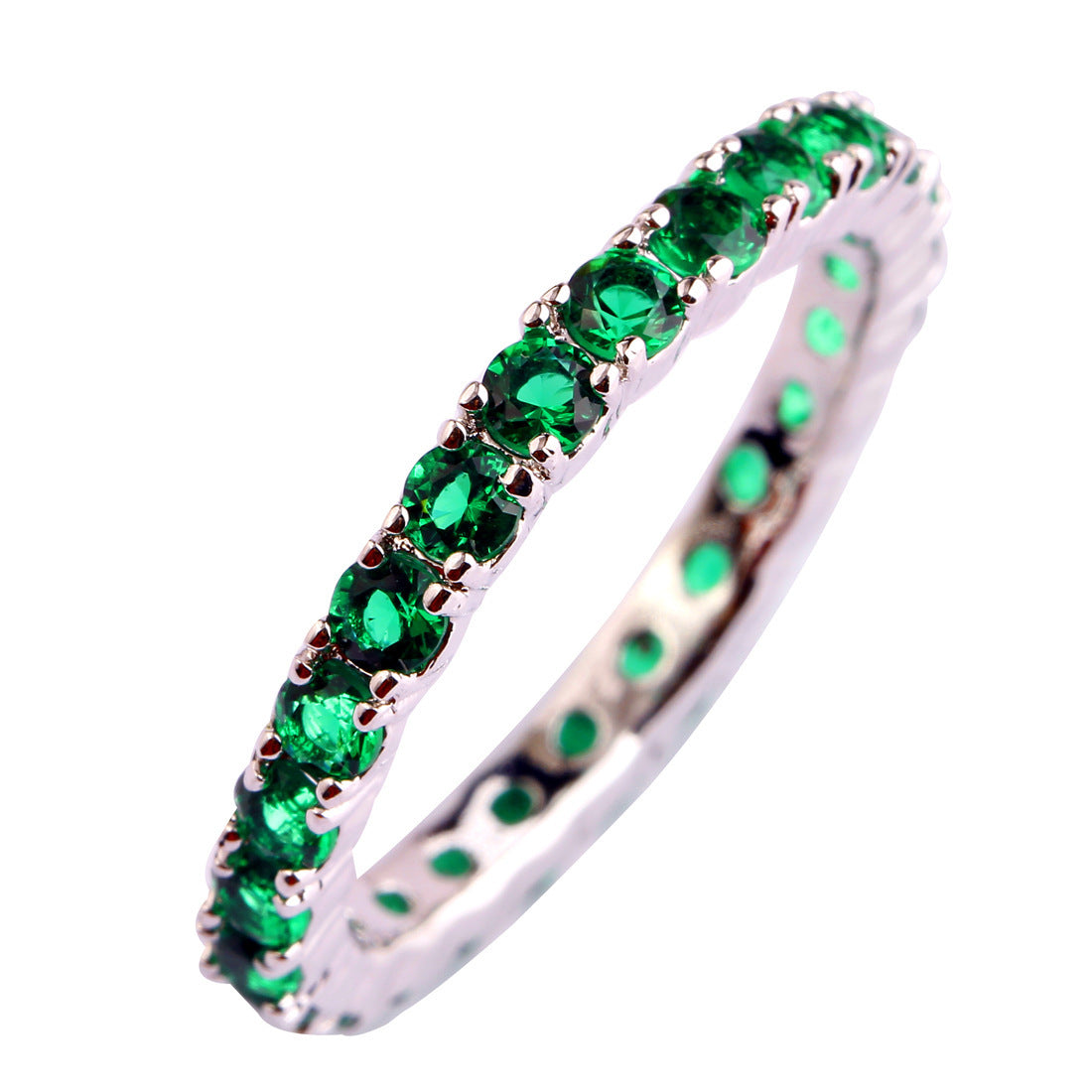 Green Blue Quartz Gemstone Ring Platinum Plated Copper