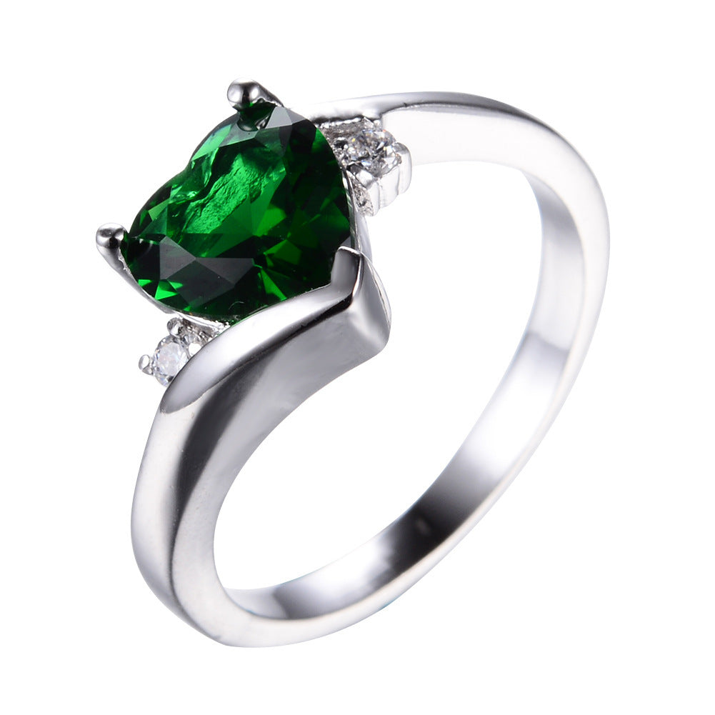 Aqua Blue Ring Gilded Gold Plated Copper With Inlaid Gemstones Love Ring Elegant Fashion Jewelry Gift For Her