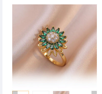 Sunflower Copper Ring For Women Adjustable Flower Design White Gold Color Decompression Ring For Anxiety Relief