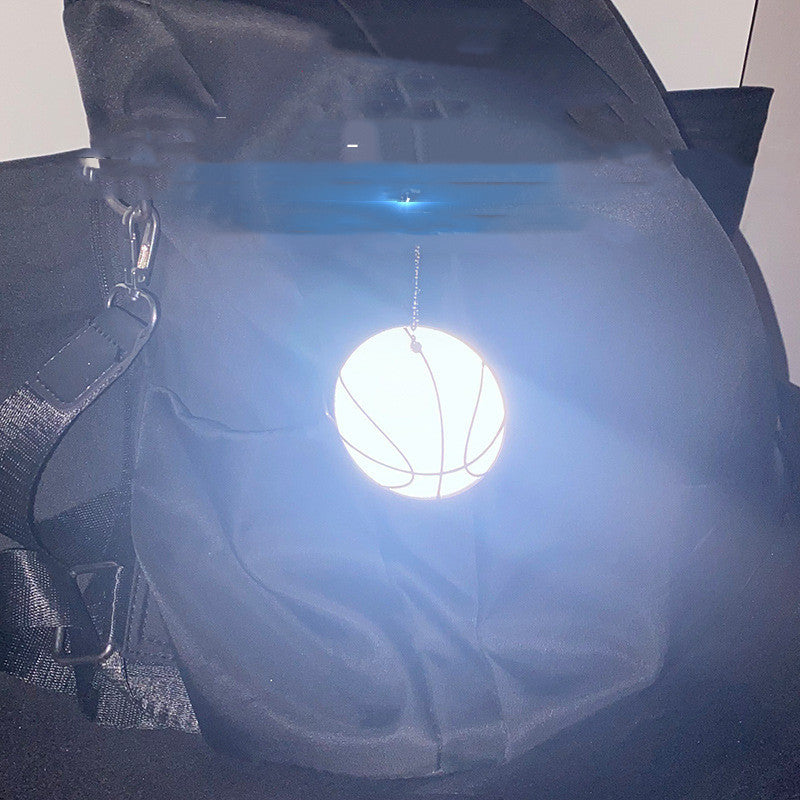 Reflective Basketball Pendant Weather Resistant Ornament For Backpacks Fluorescent Yellow And Silver White RGB