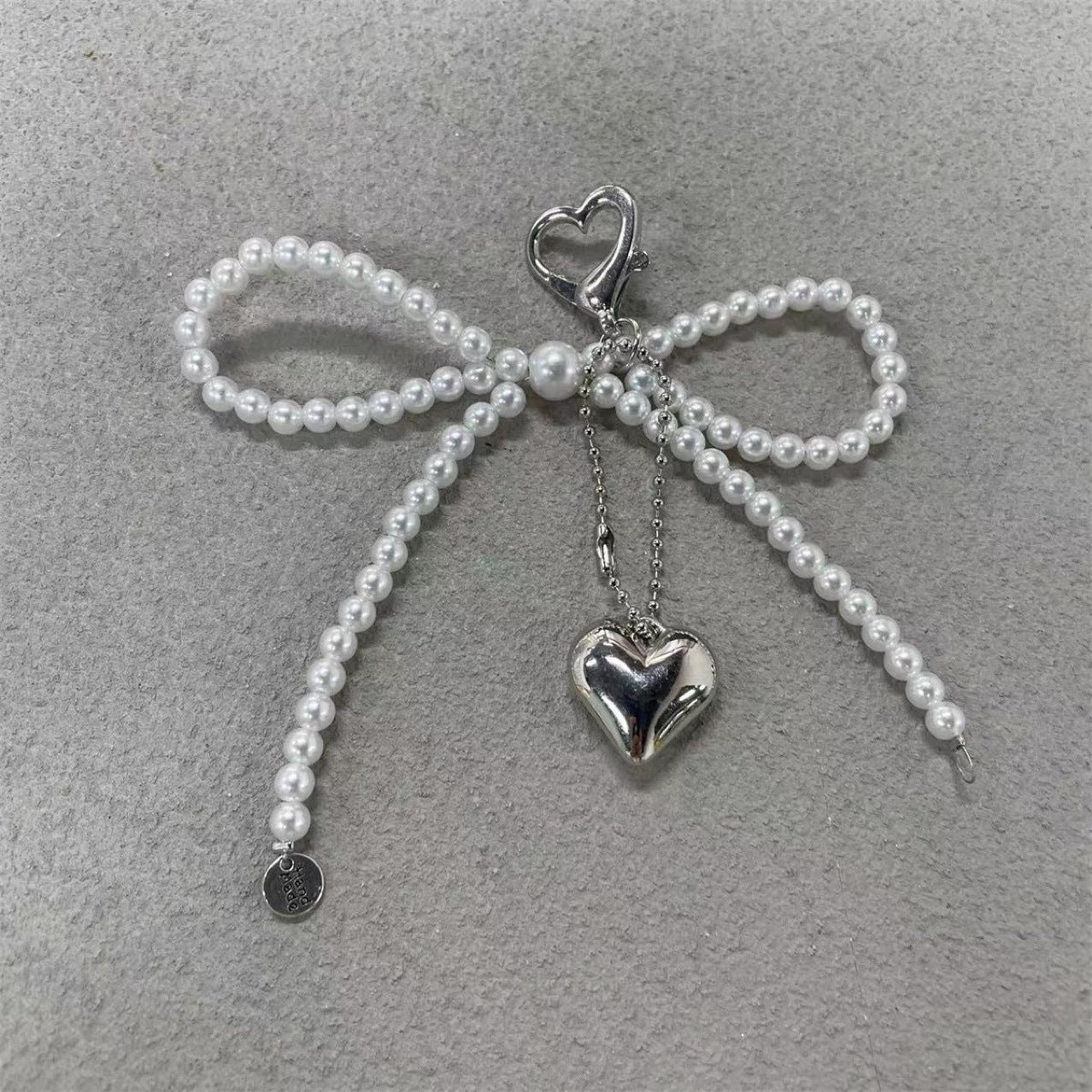 Acrylic Keychain With Pearl Bow And Heart Pendant Elegant Fashion Accessory Gift For Women For Daily Gift Idea