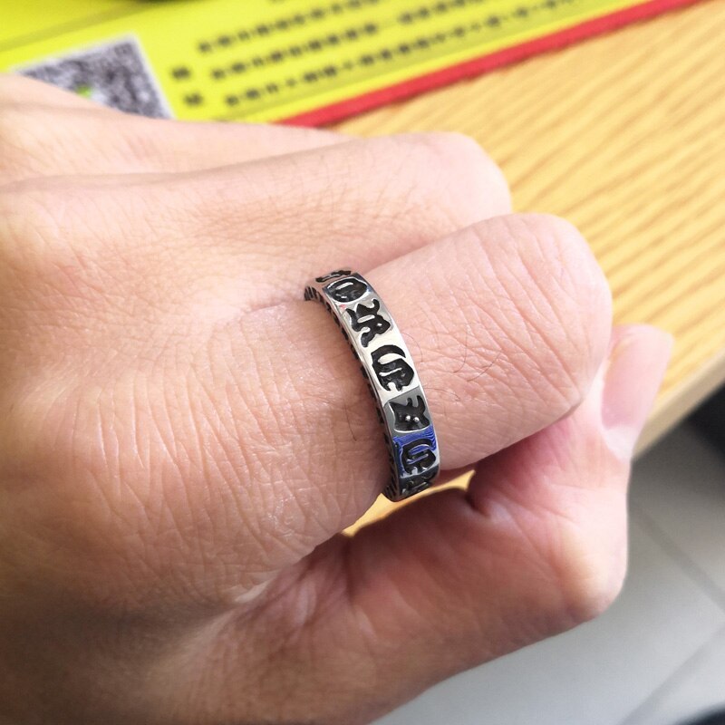 European And American Retro Six-Character Mantra Men's Ring