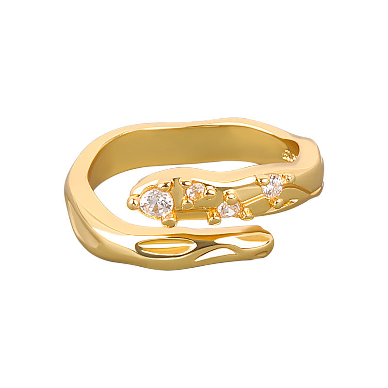 Womens Geometric Snake Ring Adjustable Copper Plated Ring