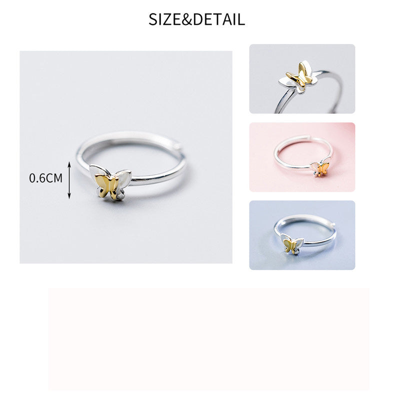 Womens Insect Ring 925 Silver Adjustable Opening Jewel Fashion Elegant Sweet Travel Birthday Korean Style Ring