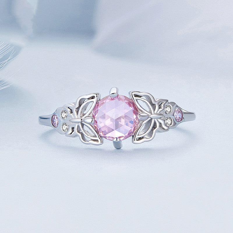 Butterfly Ring for Women Silver White Gold Plated Electroplated Natural Look Jewelry Gift Idea Limited Edition