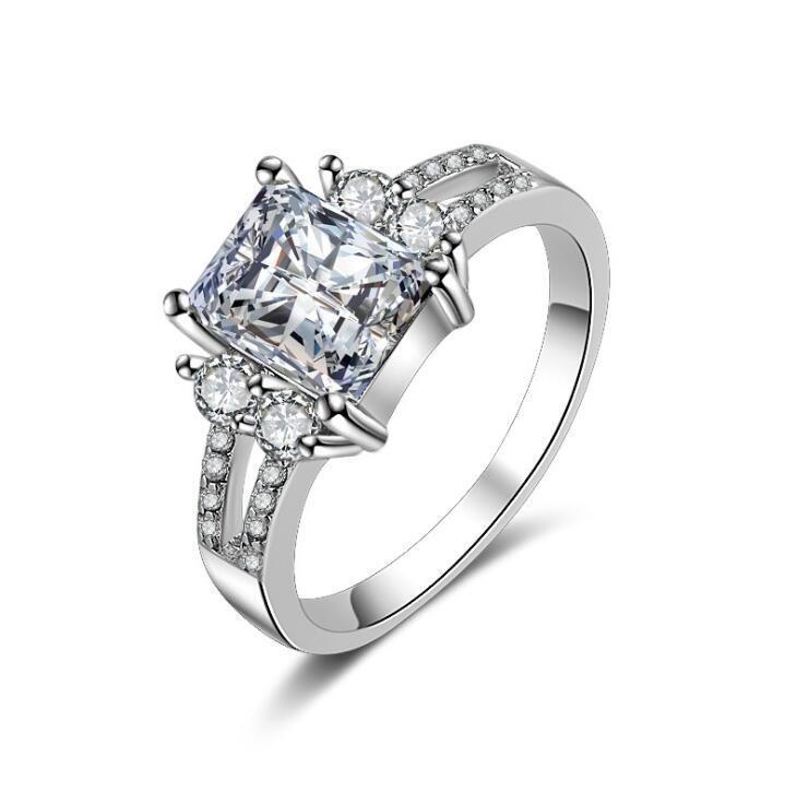Zircon Ring For Men And Women Exaggerated Purple Diamond Jewelry Copper White Gold Finish Inlaid Zircon 7x9mm