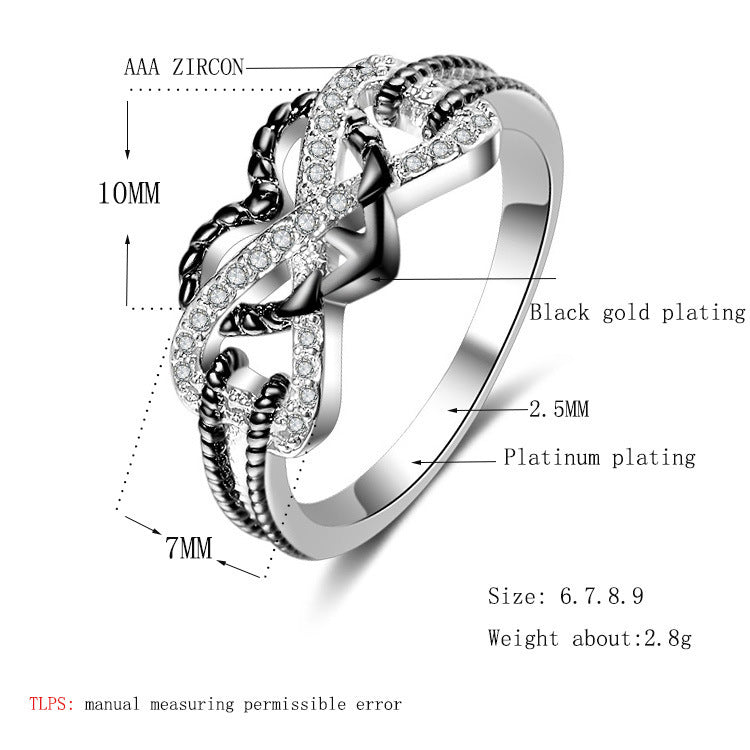 Heart Shaped Two Tone Rose Gold Ring With Zircon Inlay Copper Electroplated Jewelry For Women Wear Elegant Gems